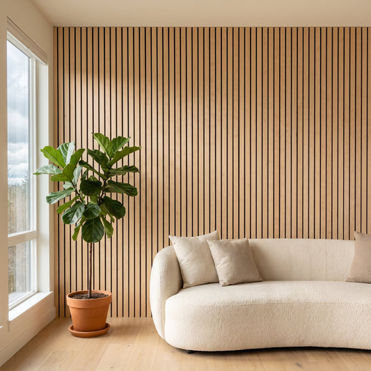 Slat wall panels in Linen